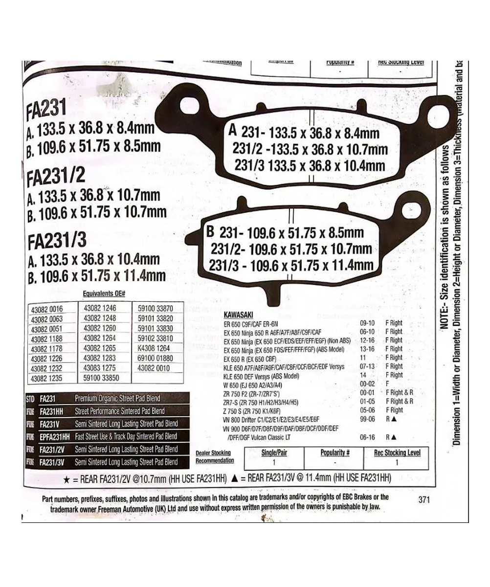 Kawasaki Ninja 650 - 650r, Kle Zr 750 Vn800 Vn900 Fa231hh - Imagen 2