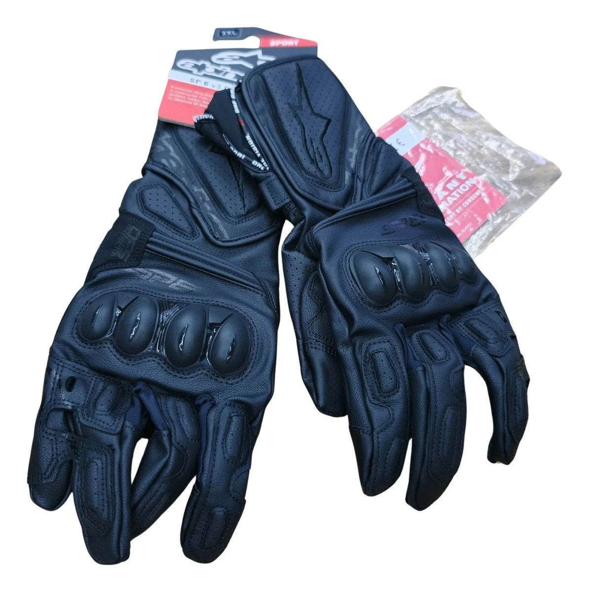 Guantes De Piel Motociclista Sp-8 V3 Ngo/black
