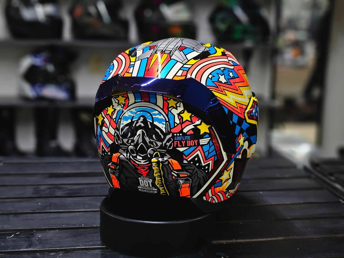 Casco Icon Airflite Flyboy Blue+ 2 Micas Original - Imagen 3