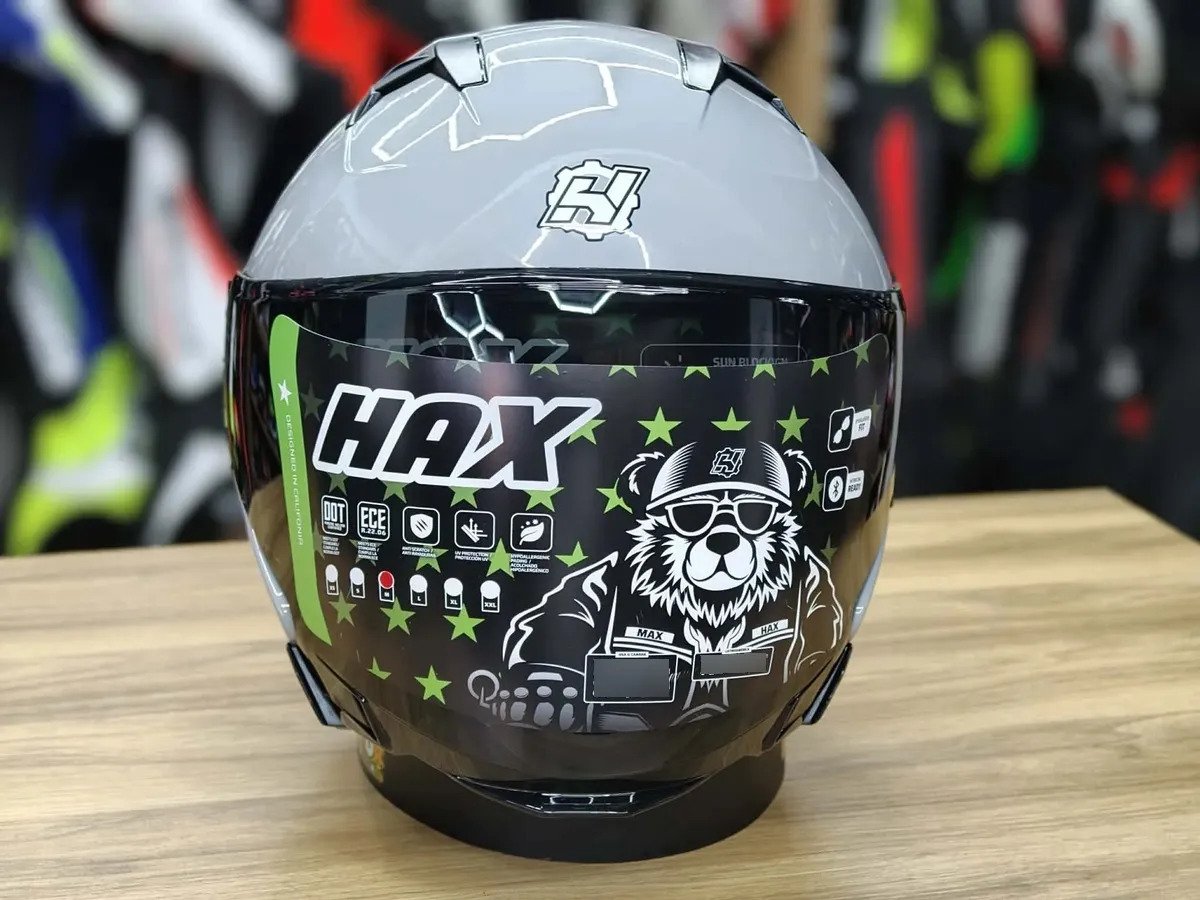 Casco Para Moto Abatible Hax-emerald Gris Concrete Dot /ece - Imagen 5