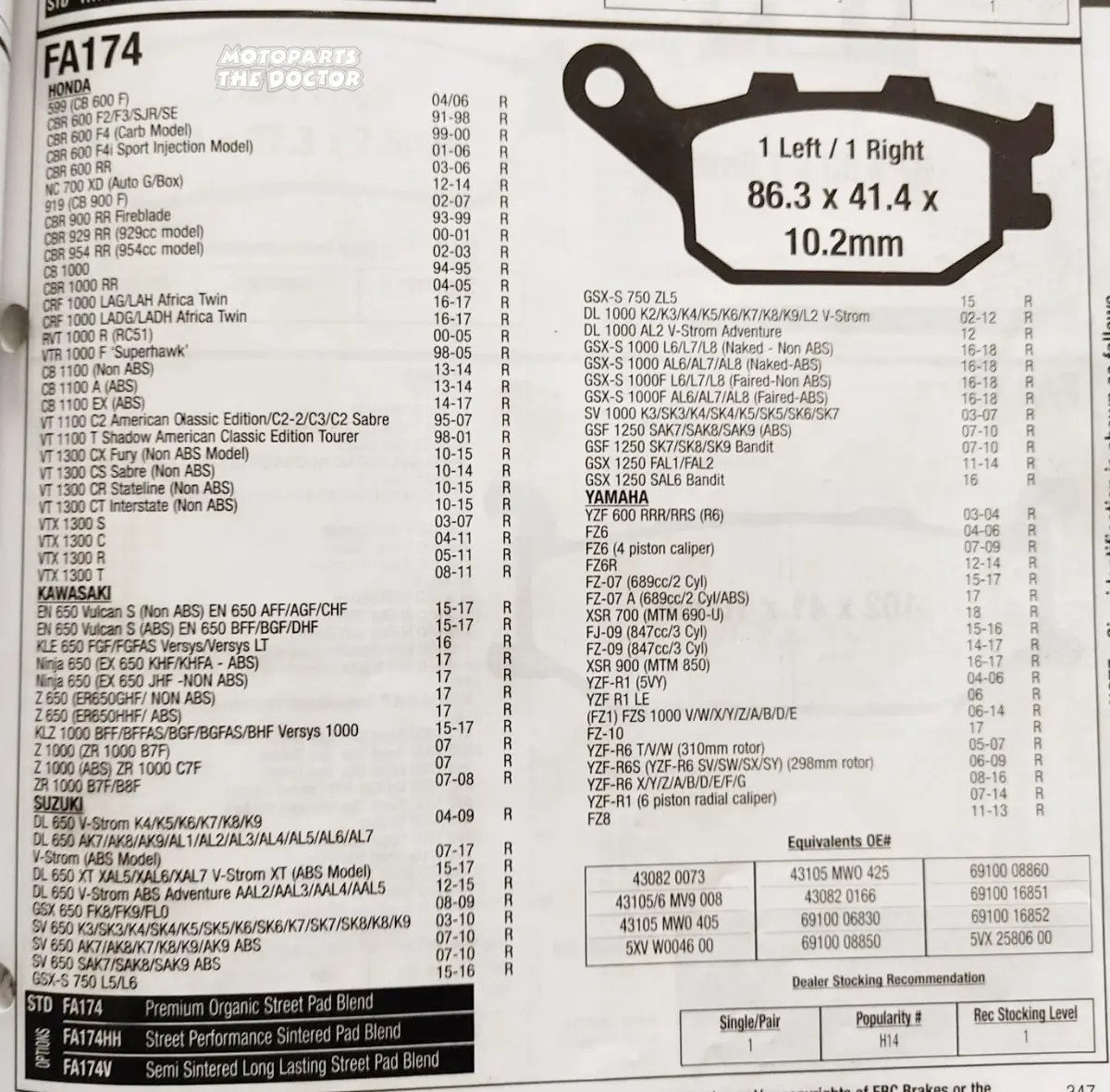 Balatas Ebc Traseras Honda Cbr 600 F4 99-06 Fa174hh - Imagen 2