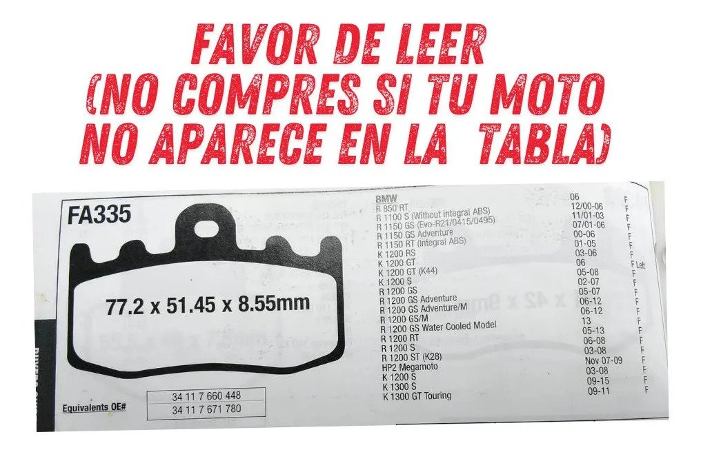 Balatas Ebc Delanteras Bmw R 1200 Gs 2002-2013 Fa335hh - Imagen 2