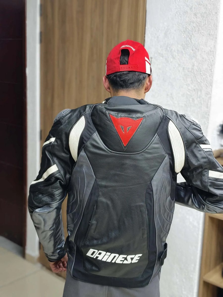 Chamarra Para Motocicletas Cuero Negro Gris Dainese Avro 4 - Imagen 3
