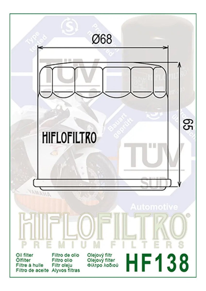 Filtro De Aceite Premium Hiflo Hf 138 Gsxr 600 750 1000 Suzu - Imagen 3