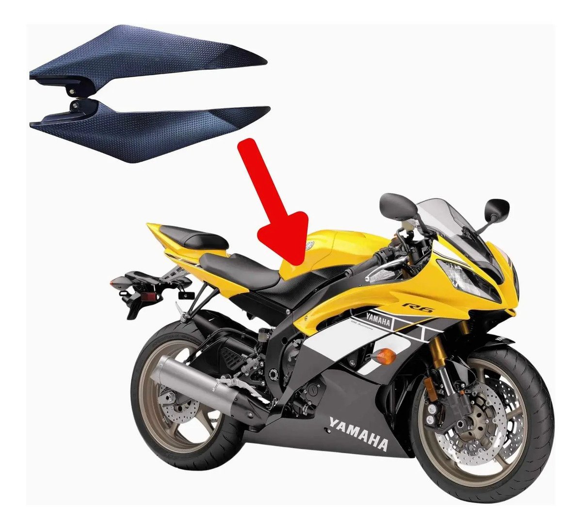 Tapas Laterales De Tanque Yamaha R6 R 2008-2016 Ambos Lados - Imagen 2