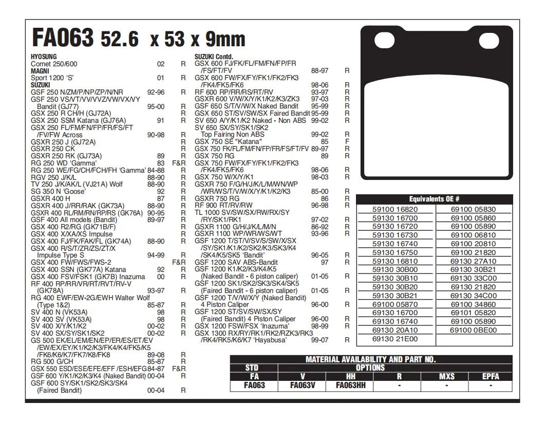Balatas Tras Ebc Hh Gsxr 600 97 03 750 00 03 Hayabusa Zx7r - Imagen 2