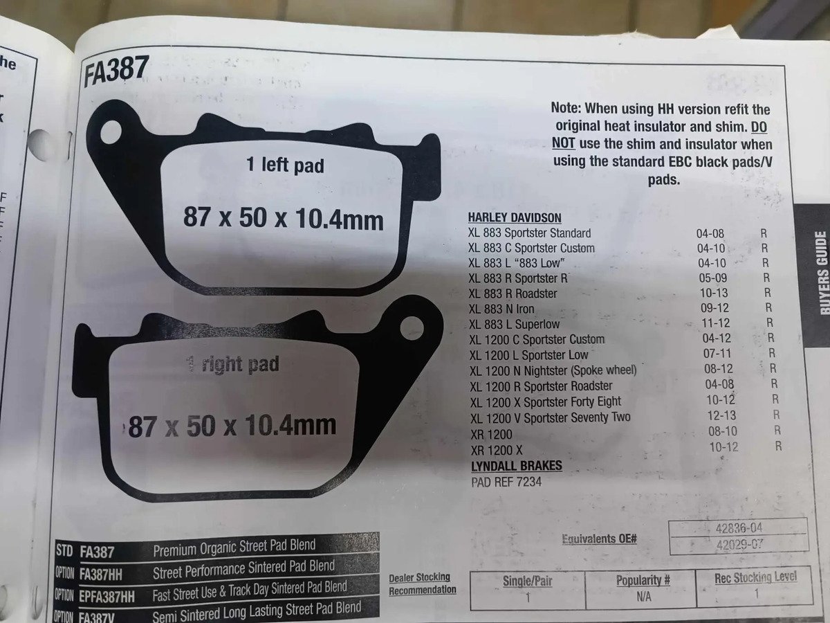 Balatas Para Harley 883 1200 Sporter Roadster Nighster - Imagen 2