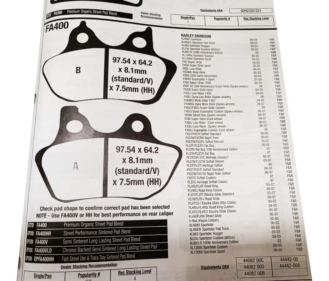 Balatas Ebc Fa400hh Harley Sportster 883/1200 Superglide - Imagen 2