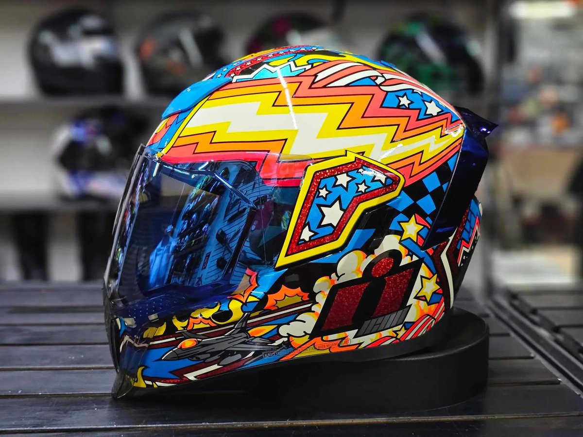 Casco Icon Airflite Flyboy Blue+ 2 Micas Original - Imagen 4