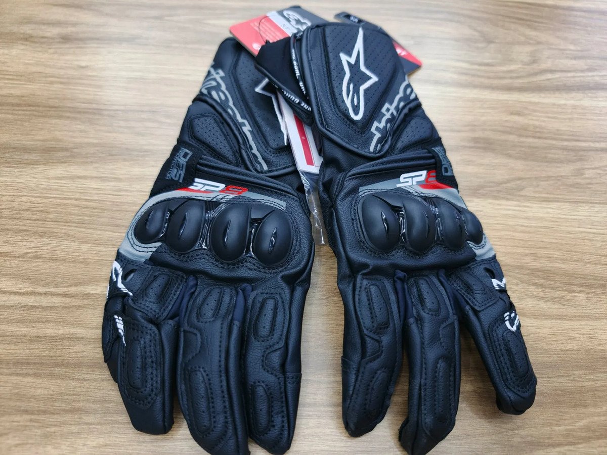 Guantes De Piel Motociclista Sp-8 V3 Ngo/gris - Imagen 4