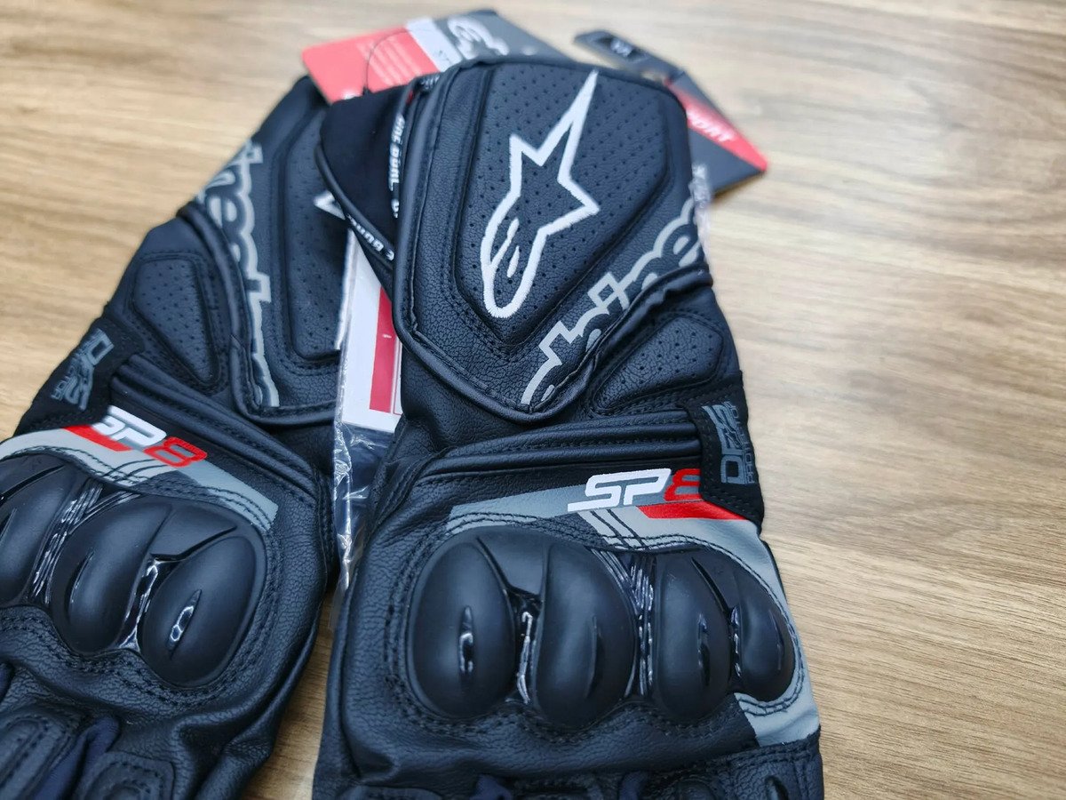 Guantes De Piel Motociclista Sp-8 V3 Ngo/gris - Imagen 2