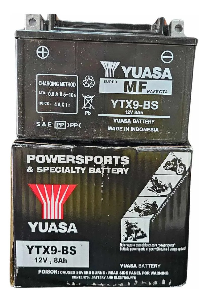 Batería Yuasa Ytx9-bs Para Yamaha Honda Kawasaki Suzuki - Imagen 2