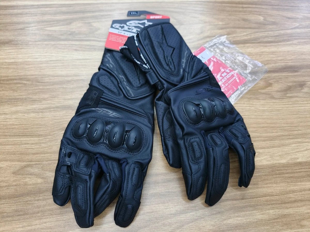 Guantes De Piel Motociclista Sp-8 V3 Ngo/black - Imagen 4