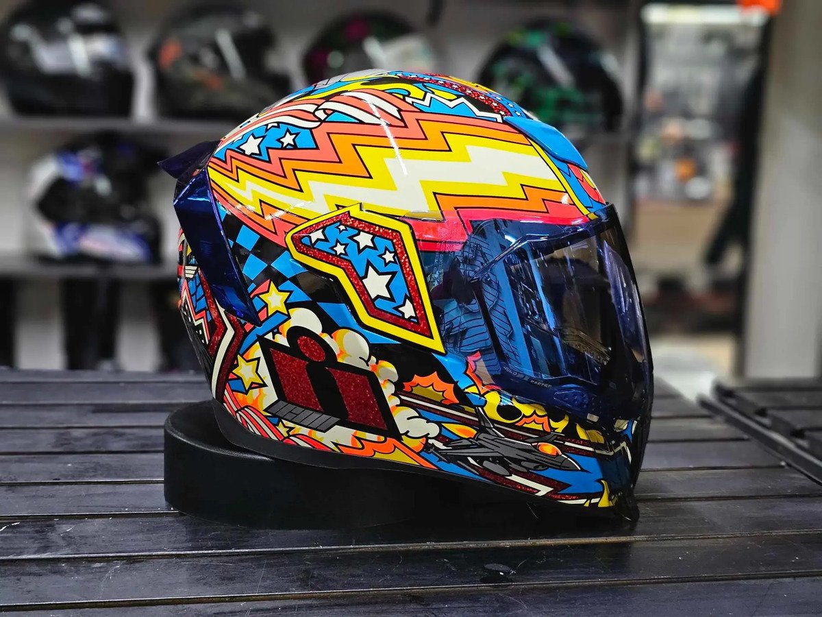 Casco Icon Airflite Flyboy Blue+ 2 Micas Original - Imagen 6