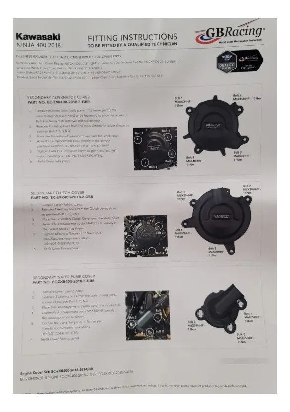 Protectores Tapas Motor Sliders Gb Racing Kawasaki Ninja 400 - Imagen 7