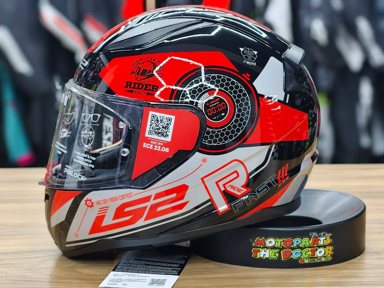 Casco Integral LS2 Rapid II Stratus (FF353) Negro / Rojo / Plata - Certificación ECE 22.06