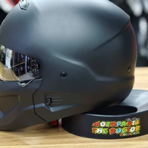 Casco Modular Urbano Negro Mate con Visor Iridium y Mentonera Desmontable M