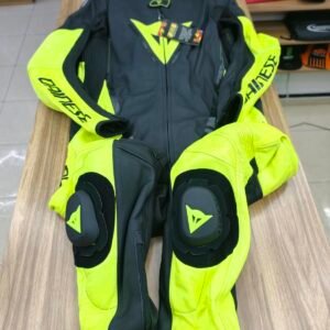 Mono de Piel Dainese Talla 58 – Negro con Detalle Fluo Alto Impacto